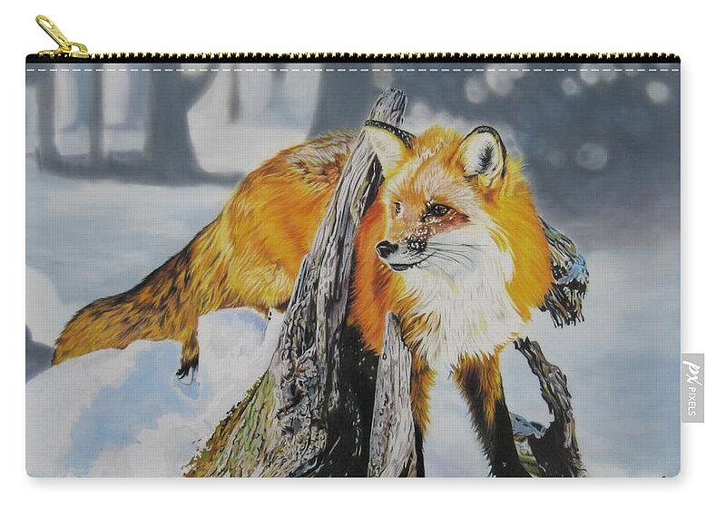 Nature Zip Pouch featuring the drawing Fox by Kelly Speros