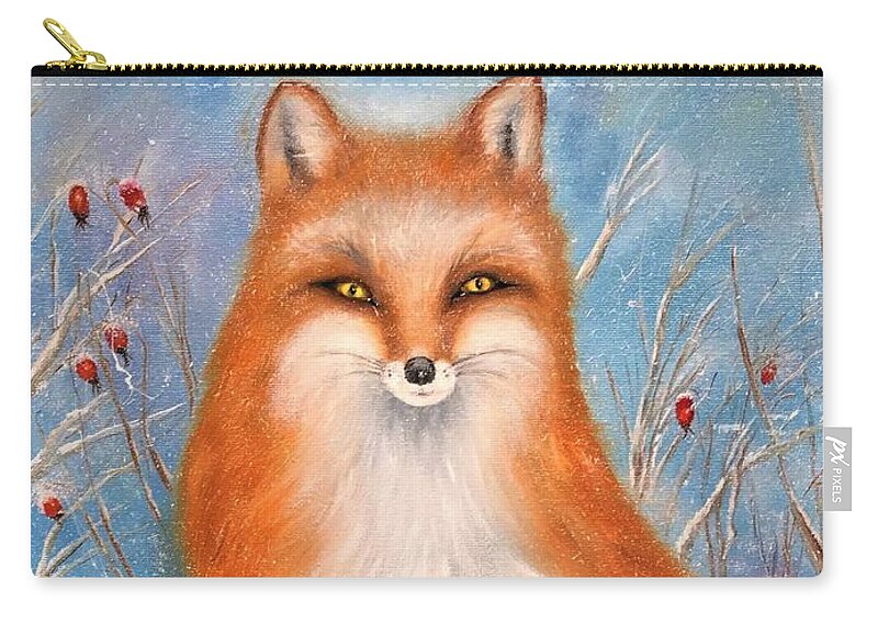 Wall Art Animals Fox  Red Fox Gloss Print Cards Of Original Painting Fox Double Page Postcard Of Original Painting White Envelope Greeting Cards Posters Zip Pouch featuring the photograph Fox by Tanya Harr