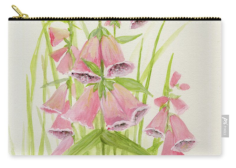  Art Zip Pouch featuring the painting Foxglove from the Past by Laurie Rohner