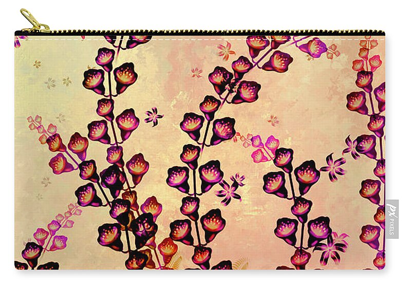 Foxgloves Zip Pouch featuring the digital art Foxgloves and Ferns Fantasy by Peggy Collins