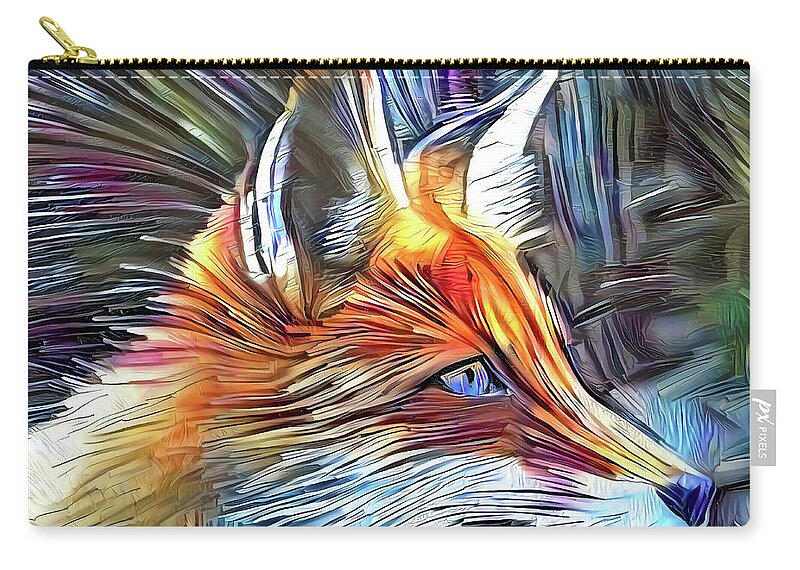 Fox Zip Pouch featuring the digital art Foxy Colors by Dave Lee