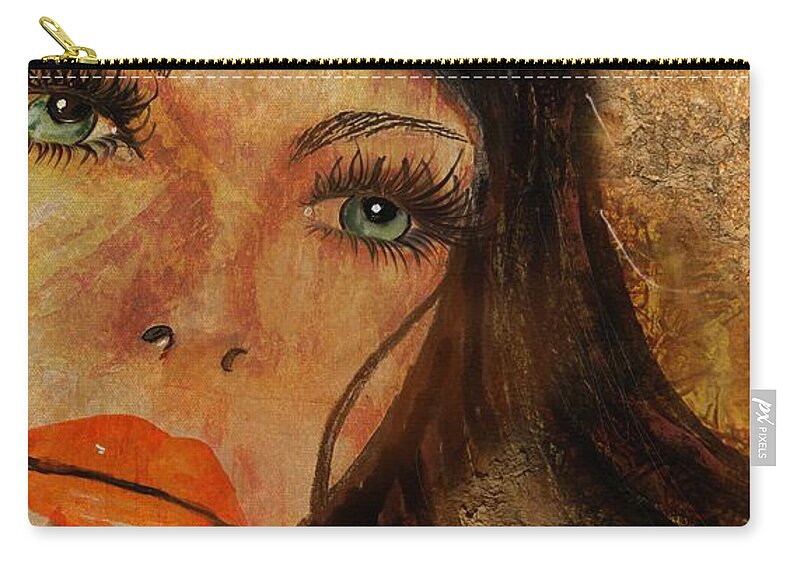 Paintings Zip Pouch featuring the mixed media Francesca by Lorie Fossa