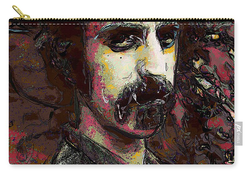 Zappa Carry-all Pouch featuring the digital art Frank Zappa by David Lane