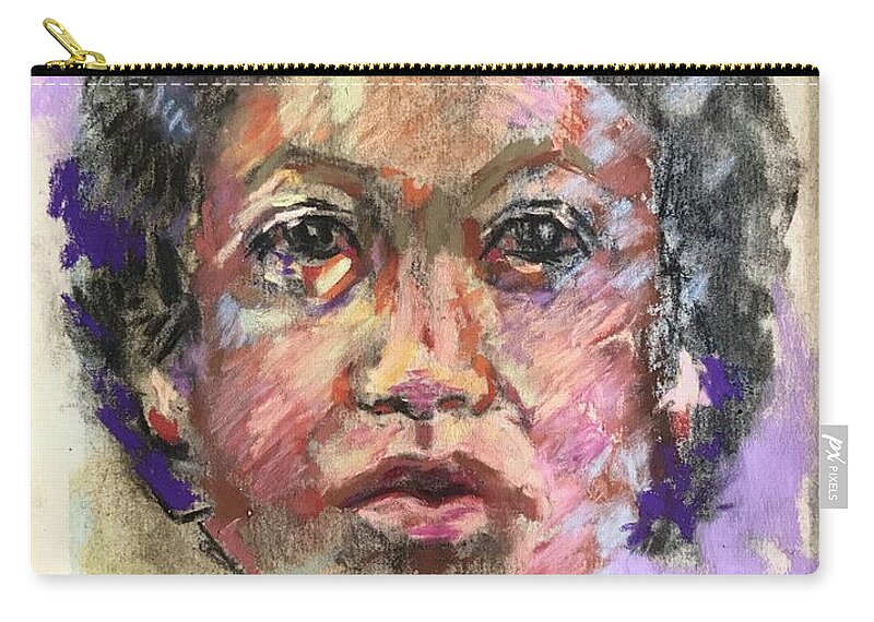 Pastel Portrait Zip Pouch featuring the painting Frankie Lewis by Carol Berning