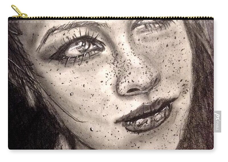 Young Zip Pouch featuring the drawing Freckles by Bryan Brouwer