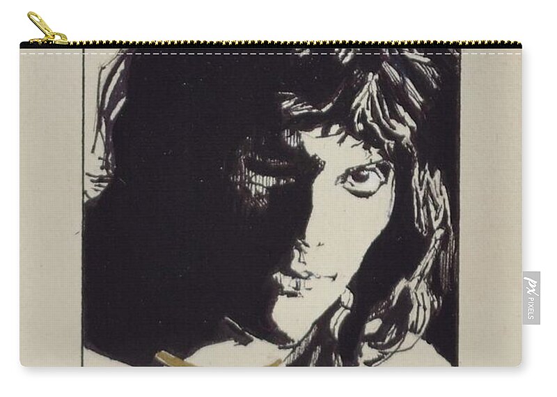 Queen Zip Pouch featuring the drawing Freddie Mercury - Queen Of Knaves - detail by Sean Connolly