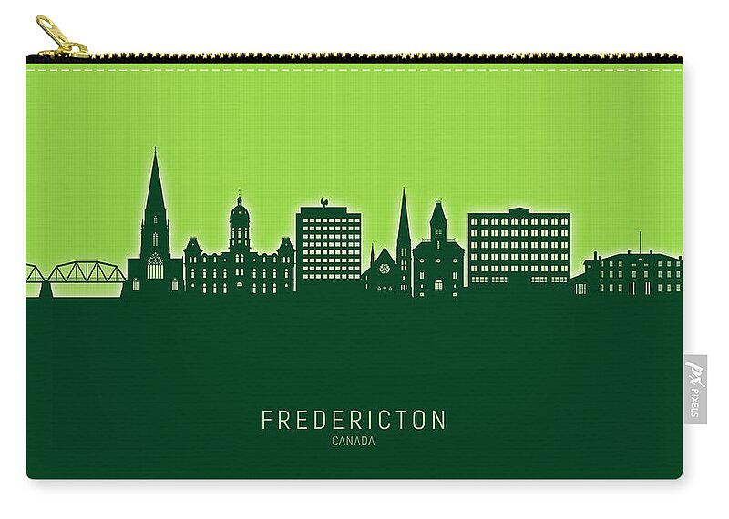 Fredericton Zip Pouch featuring the digital art Fredericton Canada Skyline #35 by Michael Tompsett