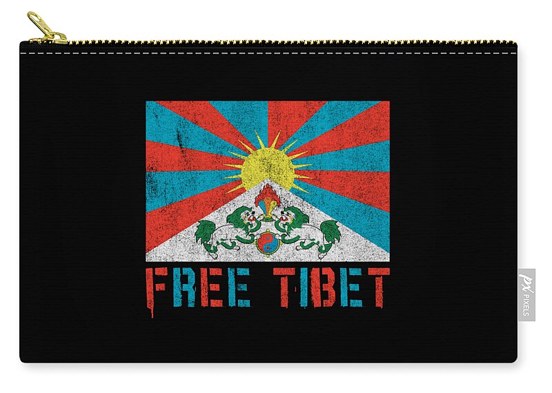 Funny Zip Pouch featuring the digital art Free Tibet by Flippin Sweet Gear