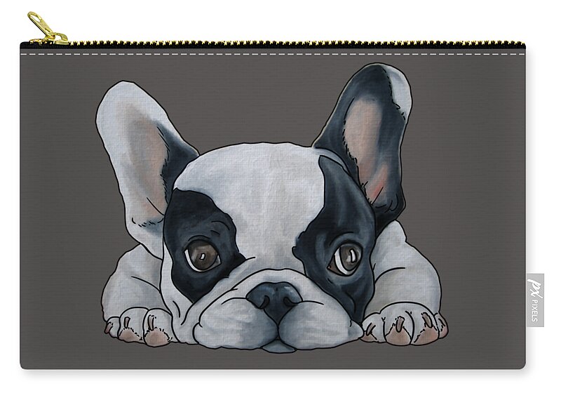 Noewi Zip Pouch featuring the painting French Bulldog by Jindra Noewi