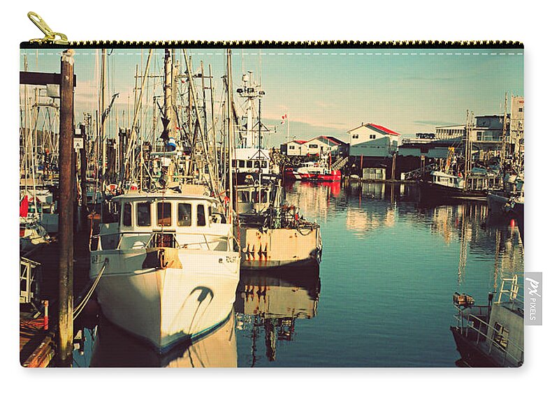 Boats Zip Pouch featuring the photograph French Creek Marina by Micki Findlay