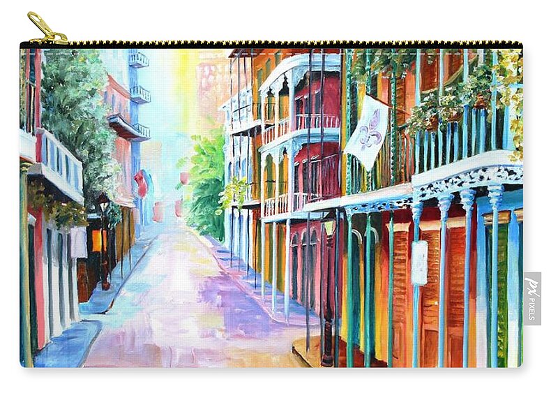 New Orleans Zip Pouch featuring the painting French Quarter Dawn by Diane Millsap