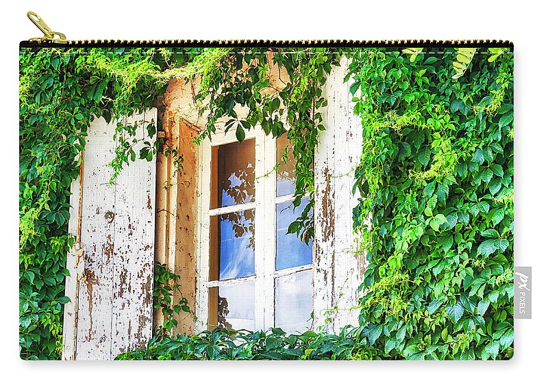 French Window Carry-all Pouch featuring the photograph French window in Provence by Tatiana Travelways