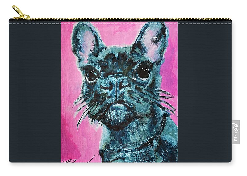 French Bulldog Zip Pouch featuring the painting Frenchie by Melody Fowler