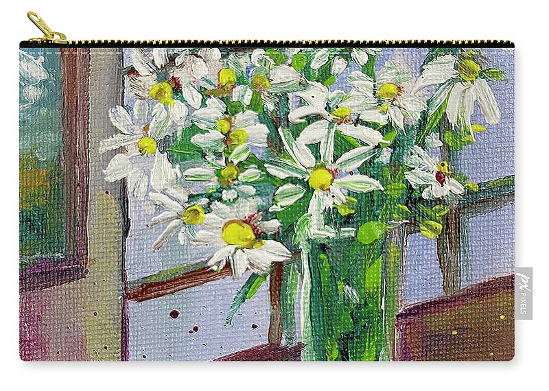 Daisies Zip Pouch featuring the painting Fresh Daisies by Roxy Rich
