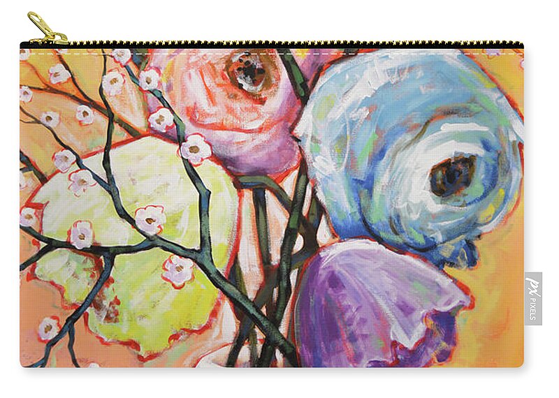 Flowers Zip Pouch featuring the painting Freshly Picked by Amy Giacomelli