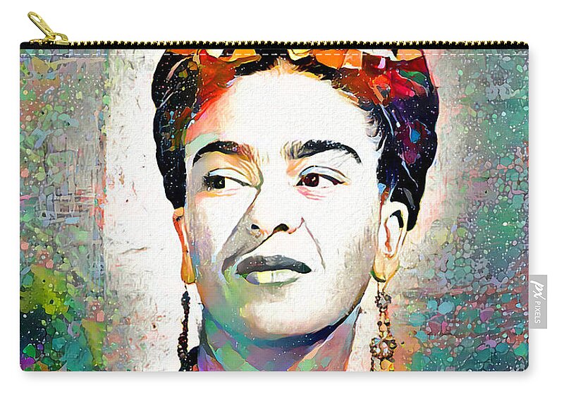 Frida Kahlo Zip Pouch featuring the digital art Frida Kahlo by Pennie McCracken