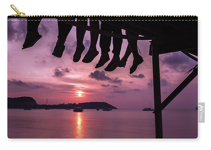 Sunset Zip Pouch featuring the photograph Friends by Josu Ozkaritz