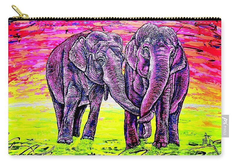 Animals Zip Pouch featuring the painting Friends by Viktor Lazarev