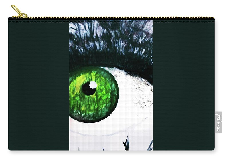 Fright Carry-all Pouch featuring the painting Frightening Eye by Anna Adams