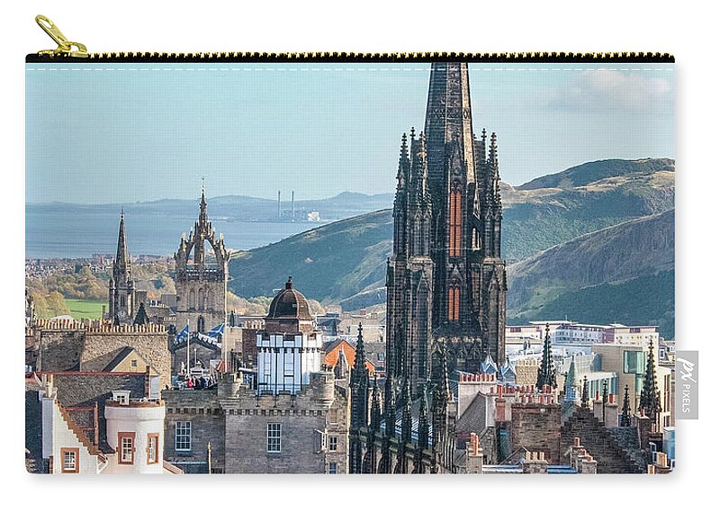 Castle Of Edinburgh Carry-all Pouch featuring the digital art From the Castle of Edinburgh, Scotland by SnapHappy Photos