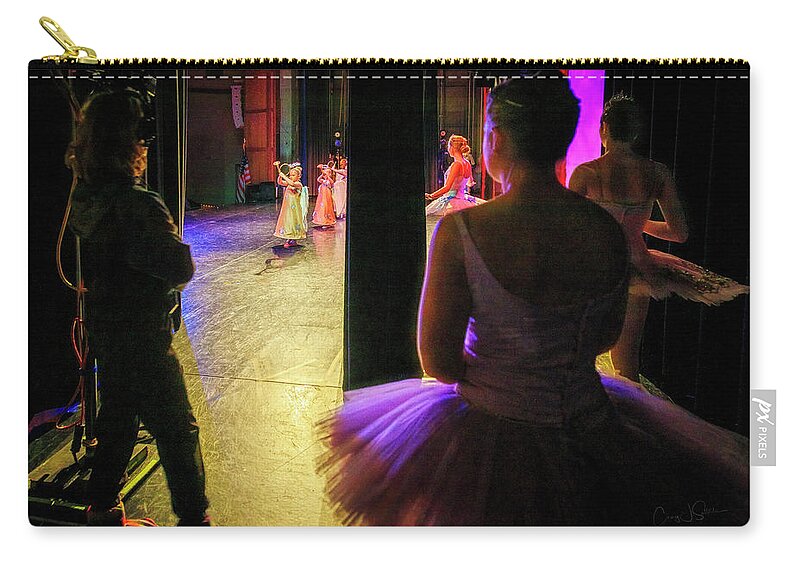 Ballerina Zip Pouch featuring the photograph From the Wings by Craig J Satterlee