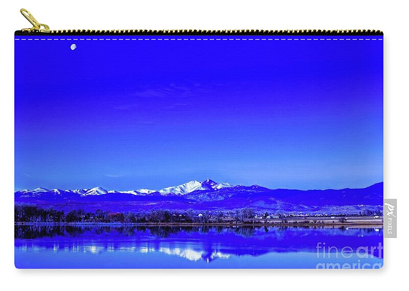 Jon Burch Zip Pouch featuring the photograph Front Range View with Moon by Jon Burch Photography