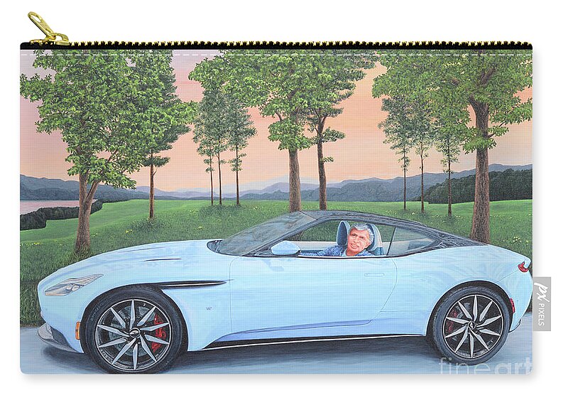 Aston Martin Zip Pouch featuring the painting Frost Blue Cruisin by Aicy Karbstein