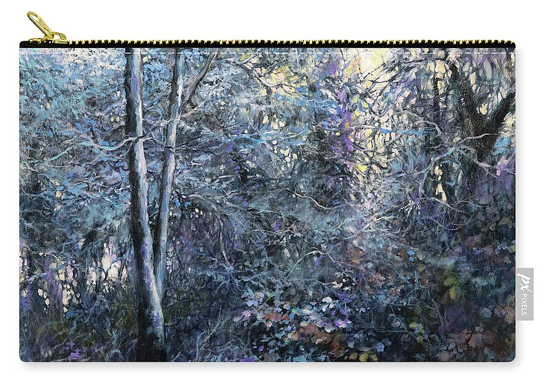 Ice Carry-all Pouch featuring the painting Frosted Blues by Carol Klingel