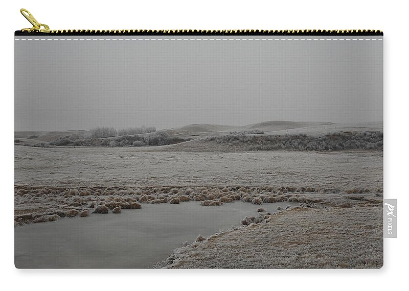 North Dakota Zip Pouch featuring the photograph Frosty Creek by Amanda R Wright