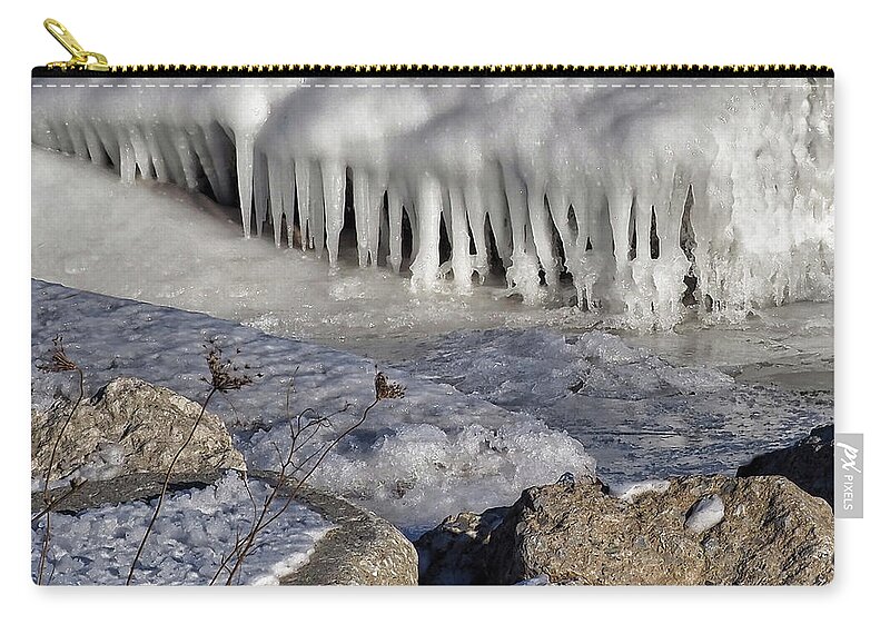 Frozen Zip Pouch featuring the photograph Frozen Lake Water by Scott Olsen