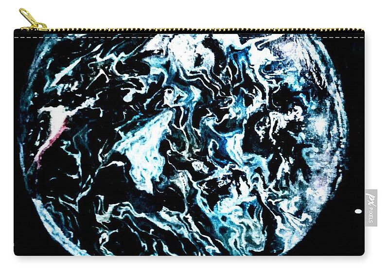 Frozen Zip Pouch featuring the painting Frozen planet by Anna Adams