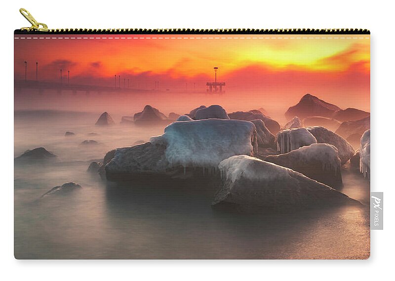 Black Sea Zip Pouch featuring the photograph Frozen Seacoast by Evgeni Dinev