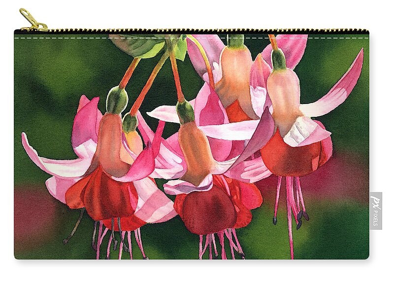 Fuchsia Carry-all Pouch featuring the painting Fuchsia by Espero Art