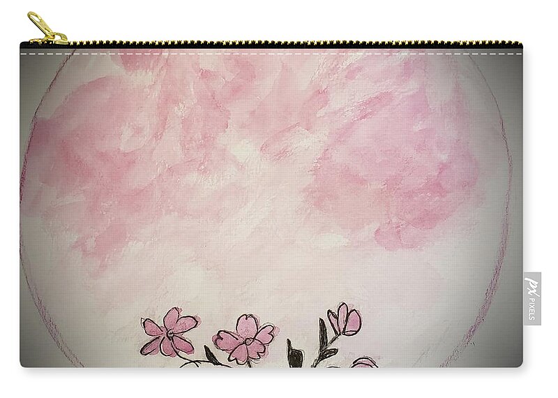 Spiritual Walk In The Park Zip Pouch featuring the painting Full Flower Moon by Margaret Welsh Willowsilk