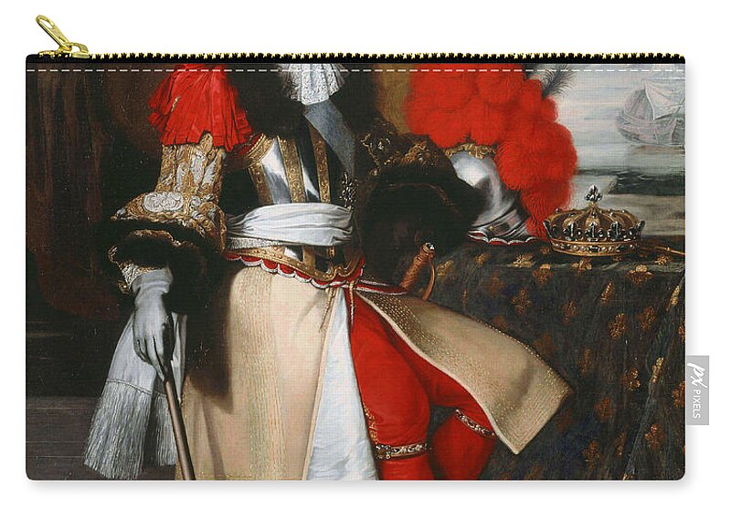 Full-length portrait of Louis XIV king of France and Navarre in armour with  the crown Zip Pouch by After Claude Lefebvre - Fine Art America