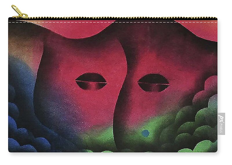 Abstract African Carry-all Pouch featuring the painting Full Son Black by Winston Saoli 1950-1995