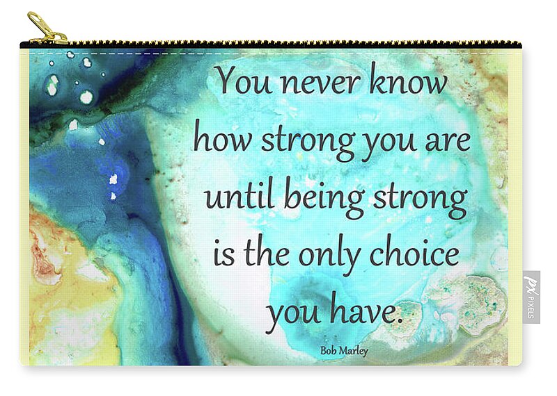 Uplifting Art Zip Pouch featuring the painting Full Strength - Motivational Art - Sharon Cummings by Sharon Cummings