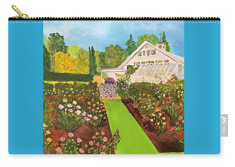 Fuller Gardens Zip Pouch featuring the painting Fuller Rose Garden by Anne Sands