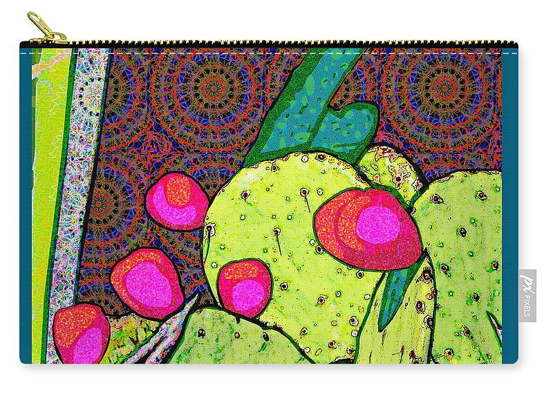 Retro Carry-all Pouch featuring the digital art Funky Cactus by Rod Whyte