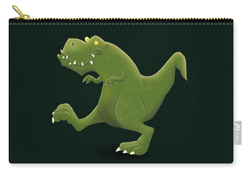 Funny green t rex dinosaur cartoon illustraton Carry-all Pouch by Mark  Spivey - Pixels