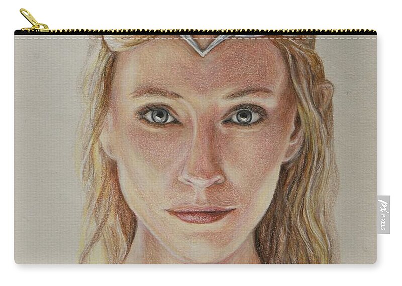 Galadriel Zip Pouch featuring the drawing Galadriel by Christine Jepsen