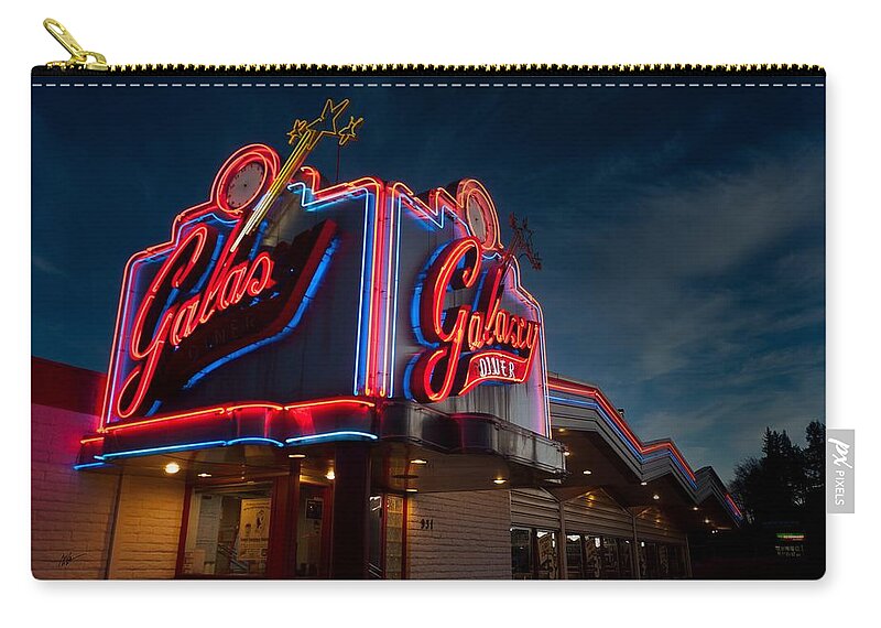 Galaxy Diner Zip Pouch featuring the digital art Galaxy Diner Route 66 Arizona by Mark Valentine