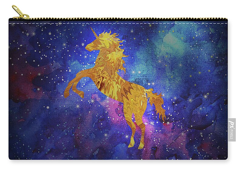 Pegasus Zip Pouch featuring the digital art Galaxy Unicorn by Sambel Pedes