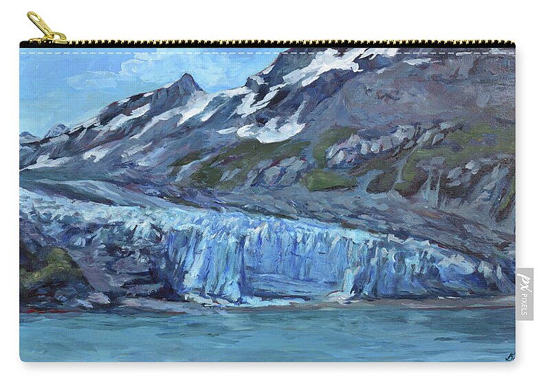 Glacier Zip Pouch featuring the painting Galcier Bay #4 by David Dorrell