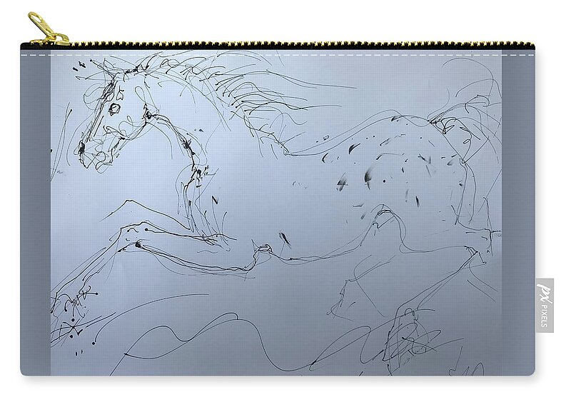 Horse Zip Pouch featuring the painting Galloping Appaloosa by Elizabeth Parashis