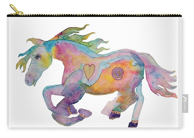 Horse Carry-all Pouch featuring the painting Galloping Horse Pastel by Sandy Rakowitz