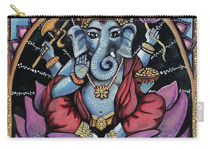 Ganesha Zip Pouch featuring the painting Ganesha by Patricia Arroyo