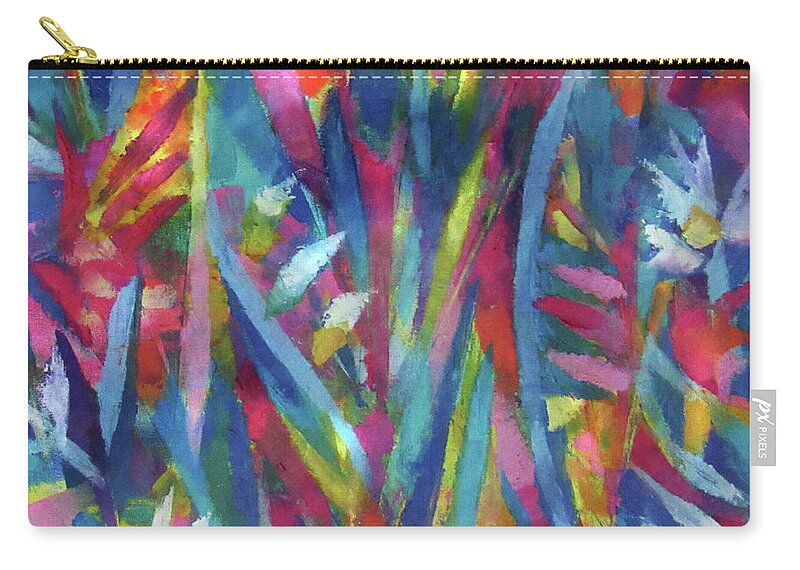 Colorful Abstract Garden Zip Pouch featuring the digital art Garden Abstract 5-7-20 by Jean Batzell Fitzgerald
