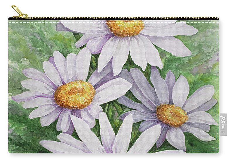 Daisy Carry-all Pouch featuring the painting Garden Daisies by Lori Taylor