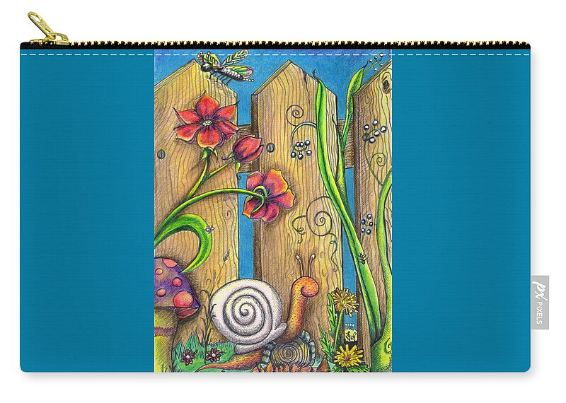 Garden Zip Pouch featuring the drawing Garden Fence by Vicki Noble
